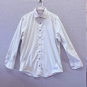 Twillory Shirt Mens 16 32-33 Tailored Fit Blue Plaid Performance Long Sleeve